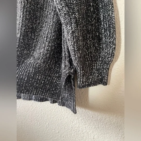 Ellen Tracy Knit Tunic Sweater Women’s L Black Marbled Cotton Rolled Round Neck - Picture 8 of 13